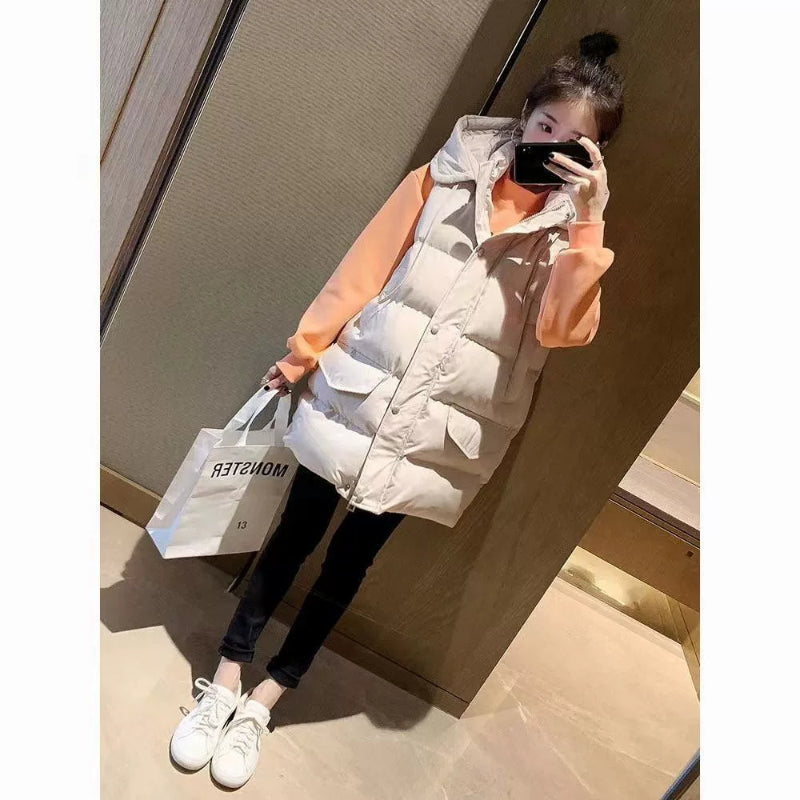 フード付きキルティングベスト(2colors)