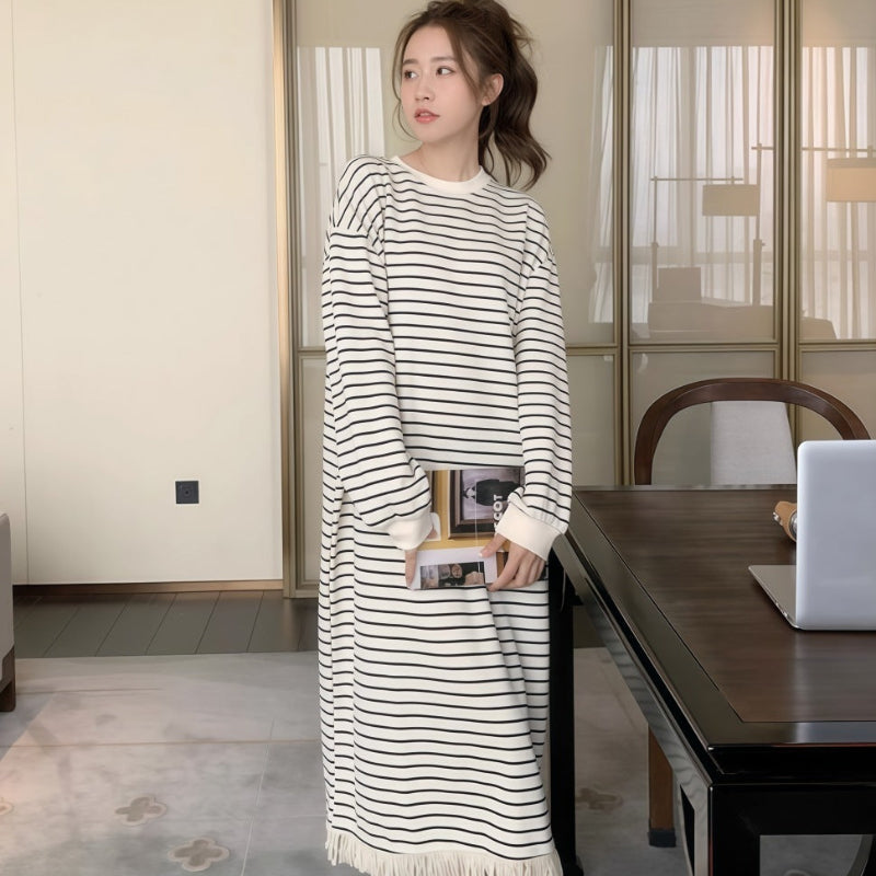 フリンジデザインボーダーワンピース