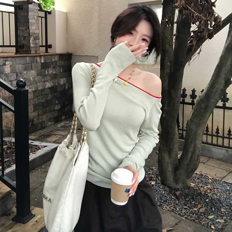 バイカラーリブニットトップス(2colors)