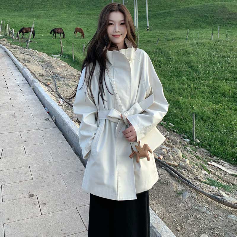 スタンドカラーミドルコート