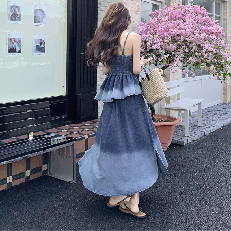 アシンメトリーキャミソール×スカートセットアップ