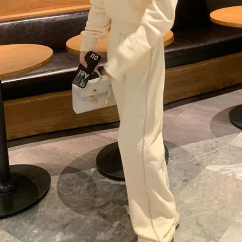 ラメラインスウェットトップス×ボトムスセット