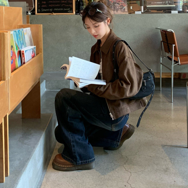 ブラウンフェイクスエードジャケット