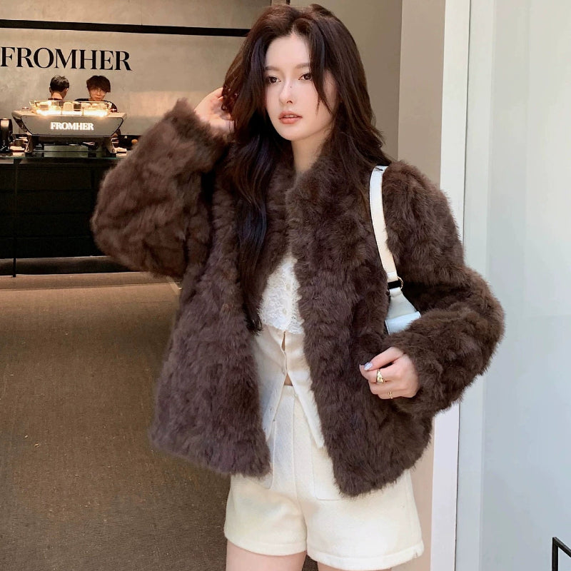 フェイクミンクスタンドカラージャケット(3colors)