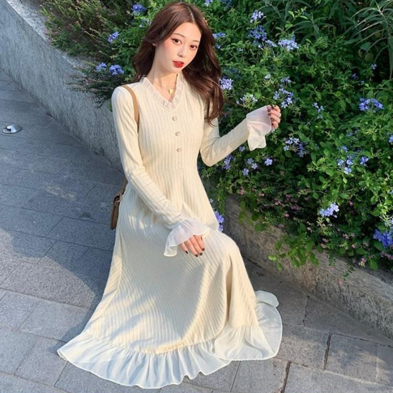 ベルスリーブニットワンピース(2colors・2variation)