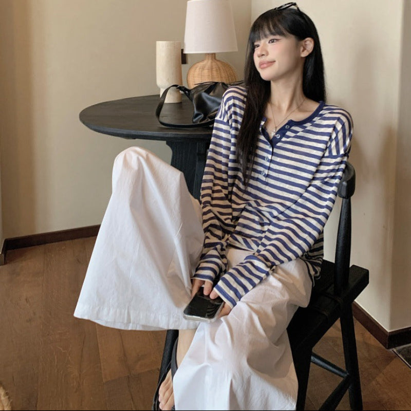 ストライプヘンリーロングTシャツ