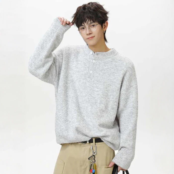 ハーフボタンボリュームニット(4colors)