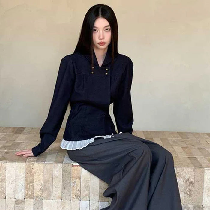 フリルヘムモードブラウス