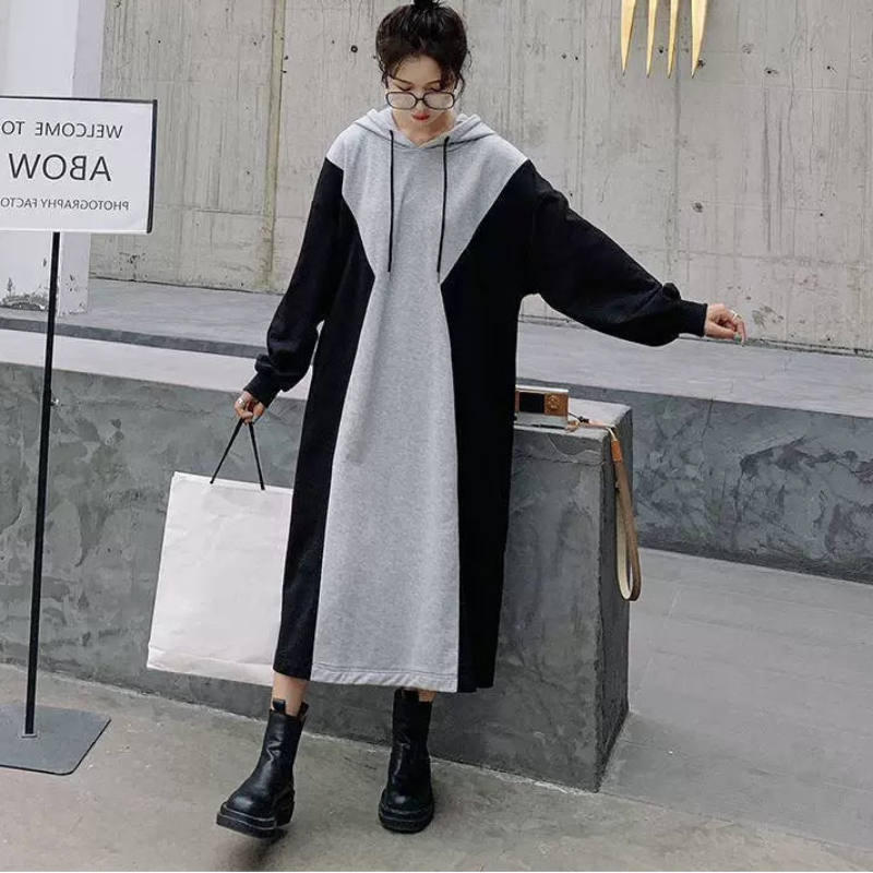 バイカラーパーカーワンピース