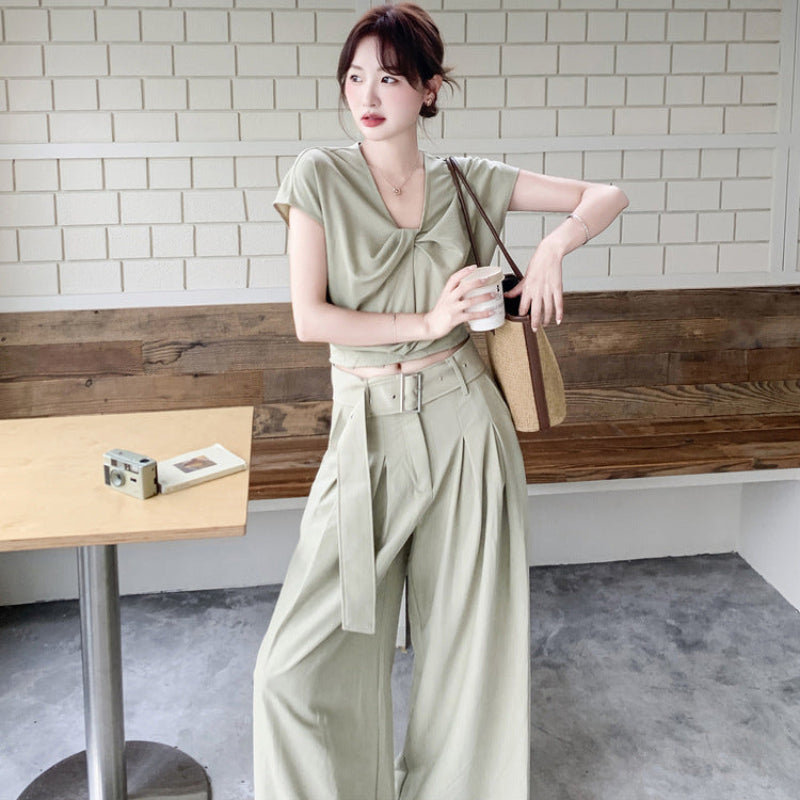 ドレープカシュクールトップスパンツスーツ