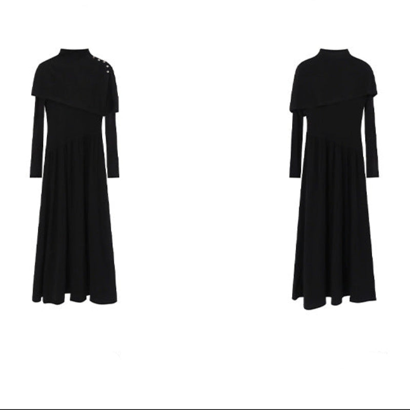 ボタンショール×ニットワンピースセット