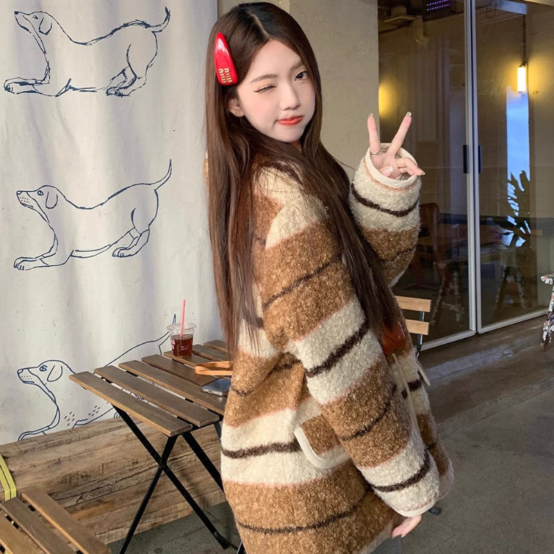 ノーカラーボアジャケット