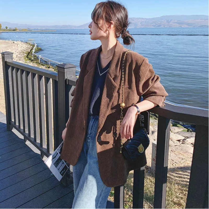 コーデュロイブラウンジャケット