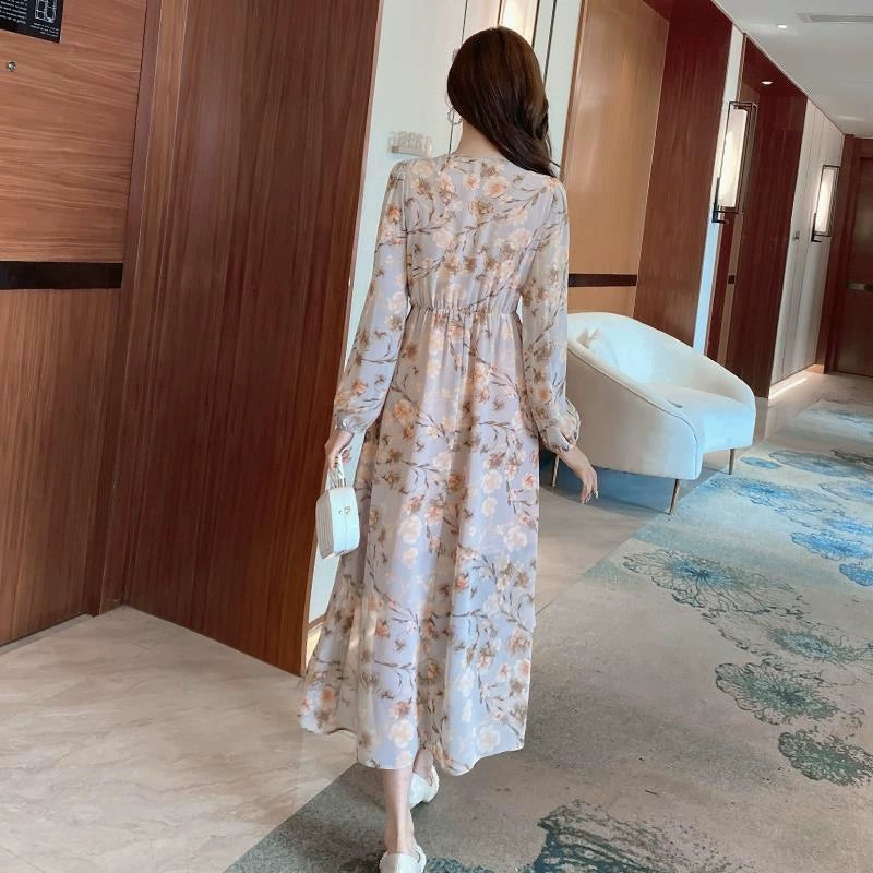花柄カシュクールシフォンワンピース