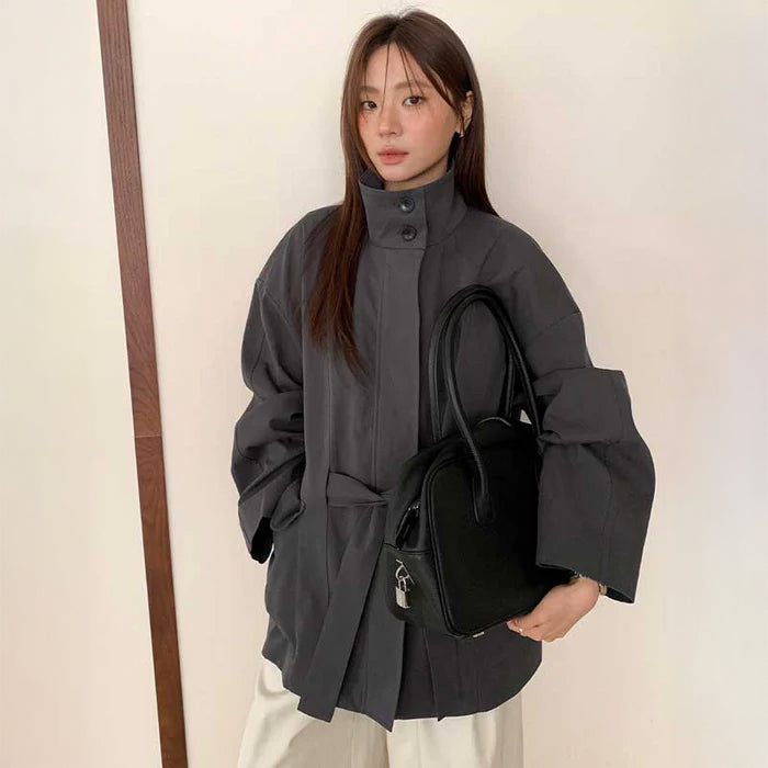 スタンドネックワイドスリーブコート(2colors)