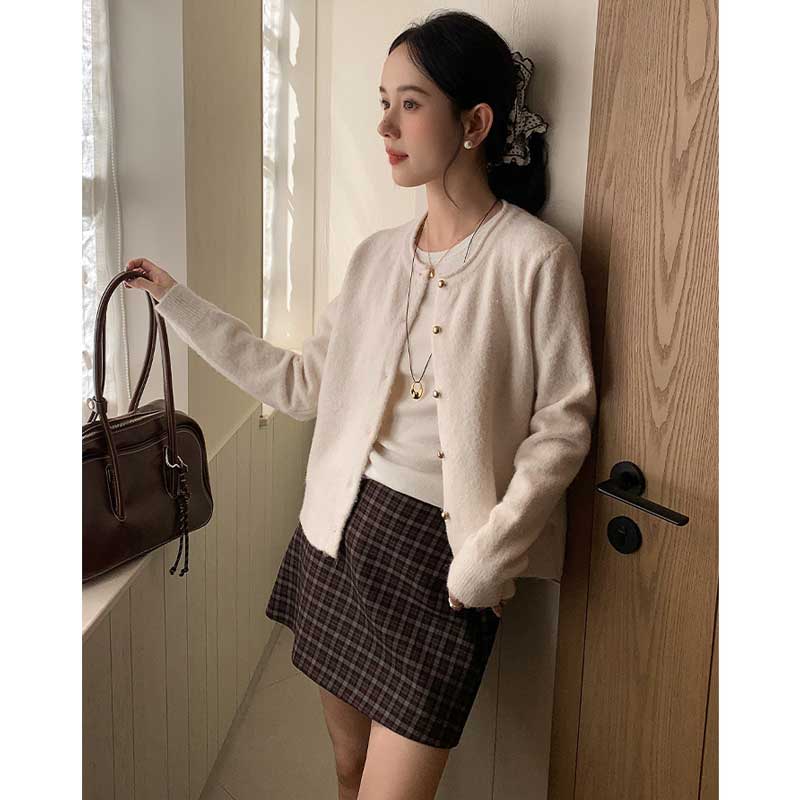 クルーネックベーシックカーディガン(2colors)