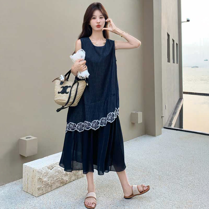 ローズ刺繍シアーフリルワンピース