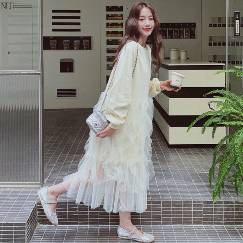 チュール切り替えスウェットワンピース(2colors)