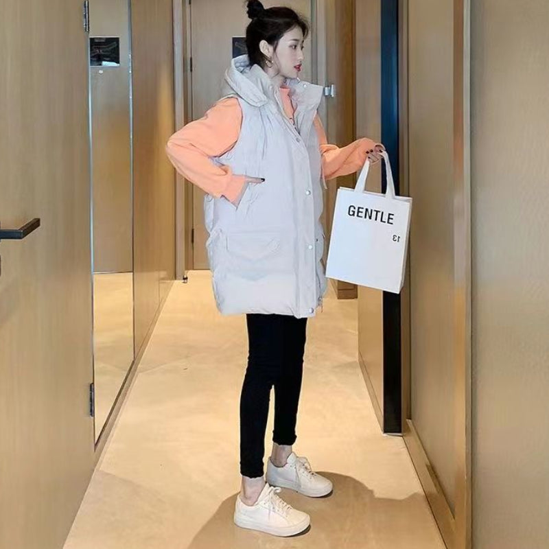 フード付きキルティングベスト(2colors)