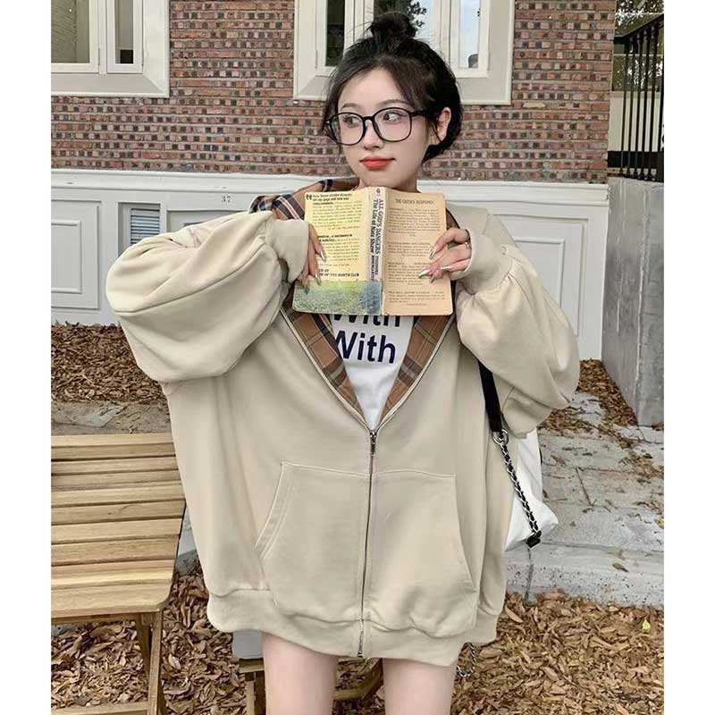 フード裏チェックパーカー(2colors)