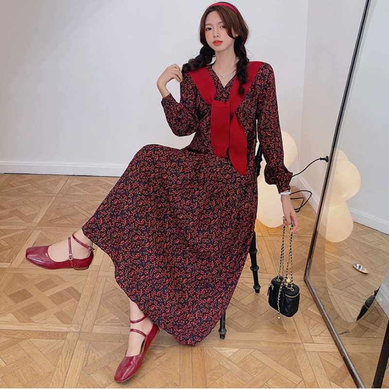 ショール付きスモールフラワーワンピース