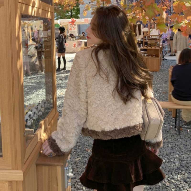 ボアバイカラーショートジャケット