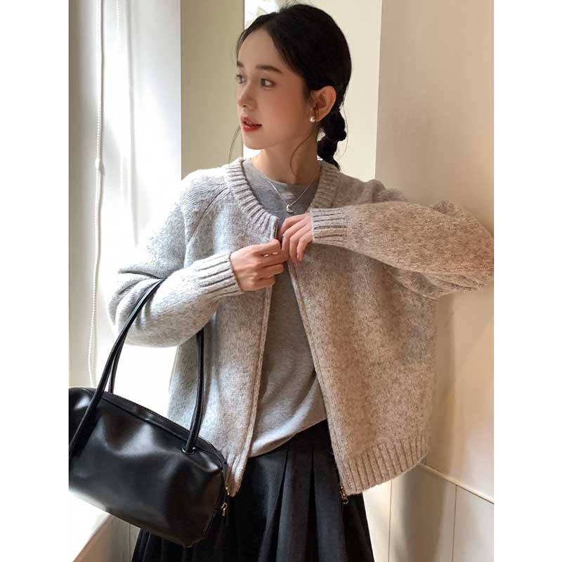 ラウンドネックニットカーディガン(4colors)