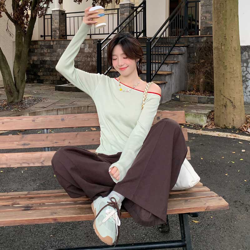 バイカラーリブニットトップス(2colors)