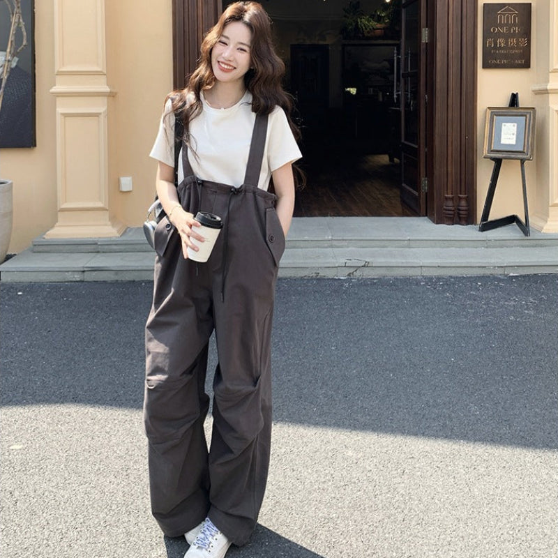グレーパラシュートサロペットパンツ