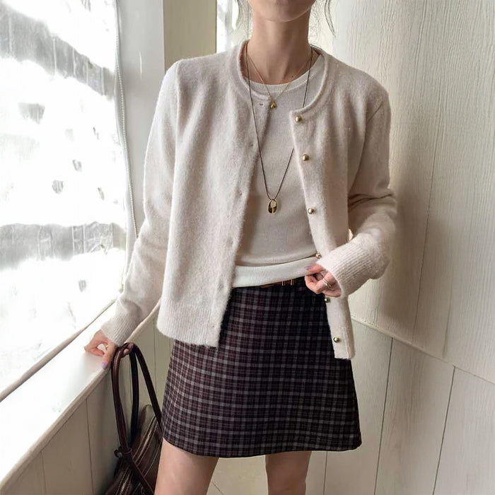 クルーネックベーシックカーディガン(2colors)