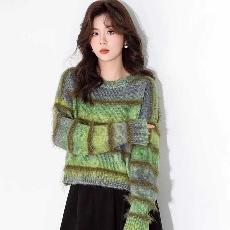 グラデーションボーダーシャギーニット(4colors)