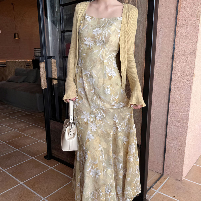 アートフラワーキャミソールワンピース(2colors)