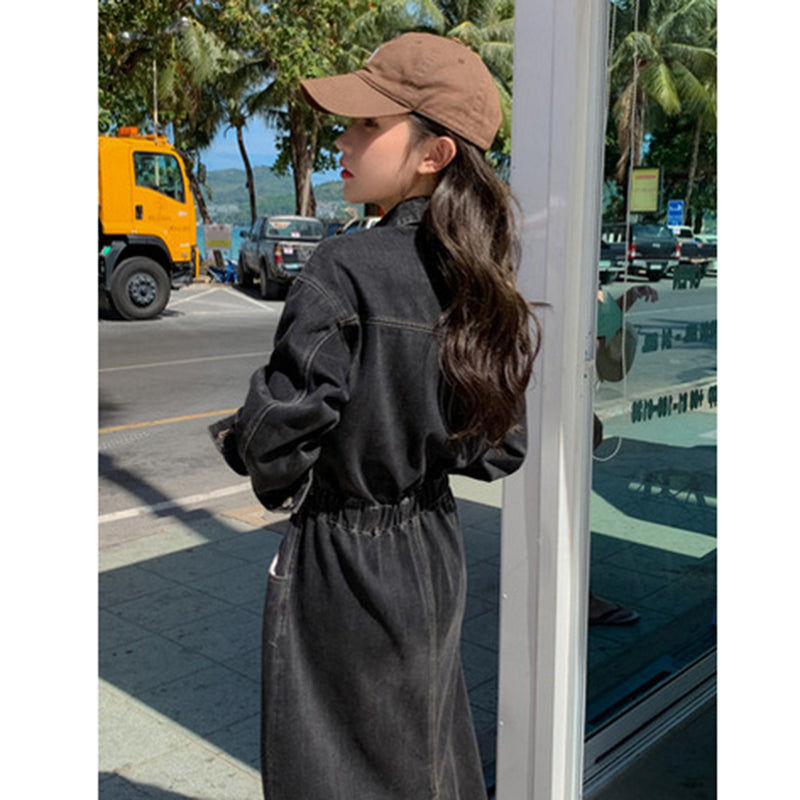 デニムロングシャツワンピース