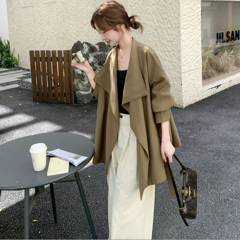 ビッグカラーミディアム丈トレンチコート