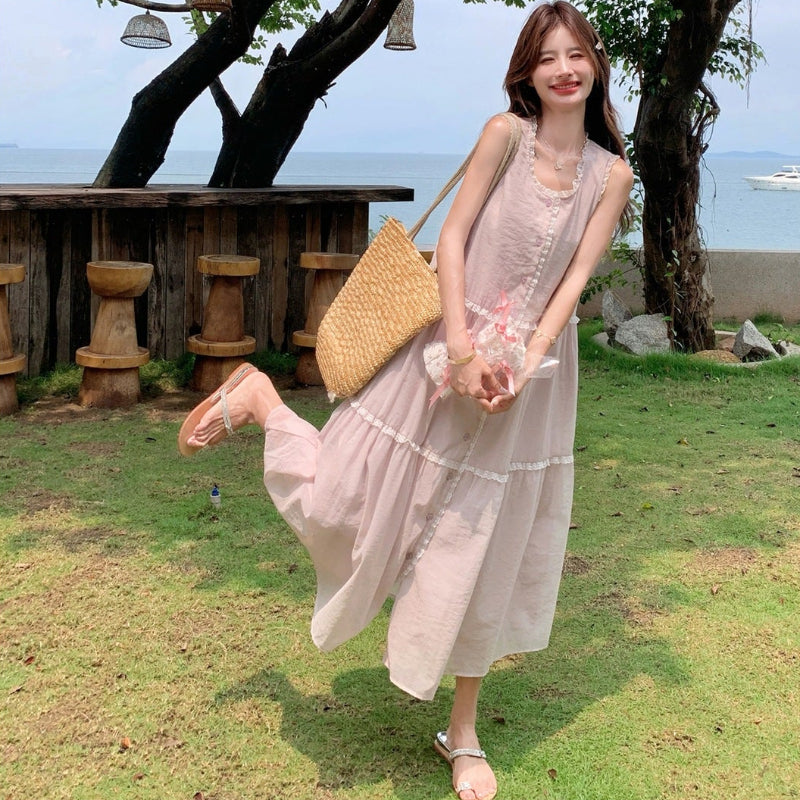 ライトパープルノースリーブワンピース