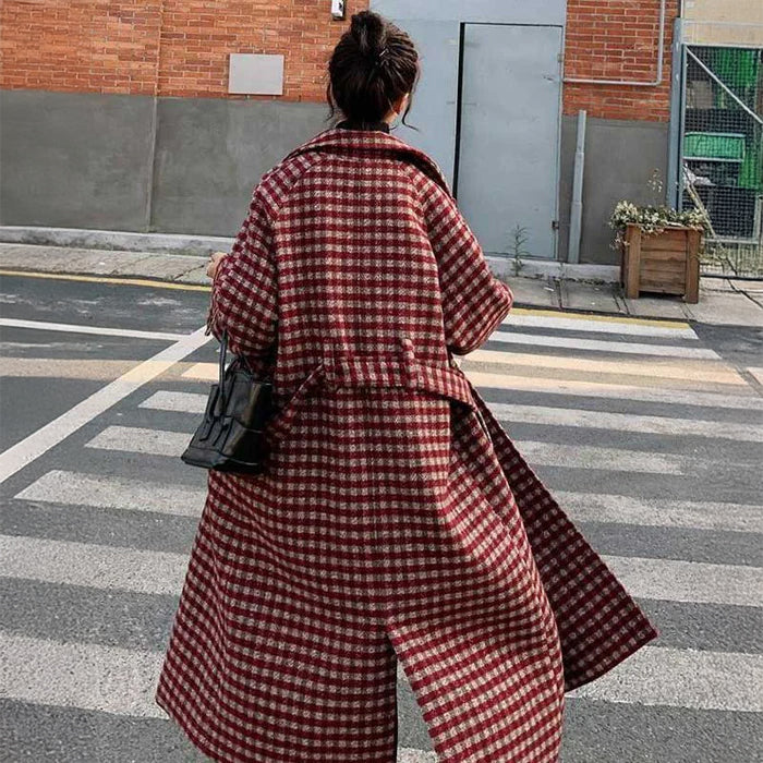 レッドチェックチェスターコート