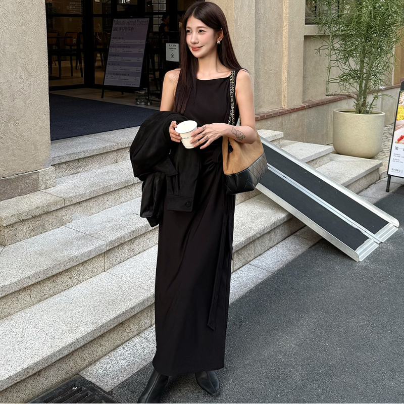 ノースリーブサイドリボンワンピース(2colors)