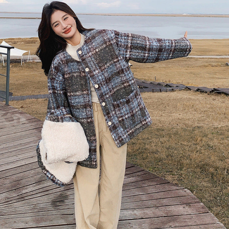 ボアベスト×中綿入りツイードジャケット