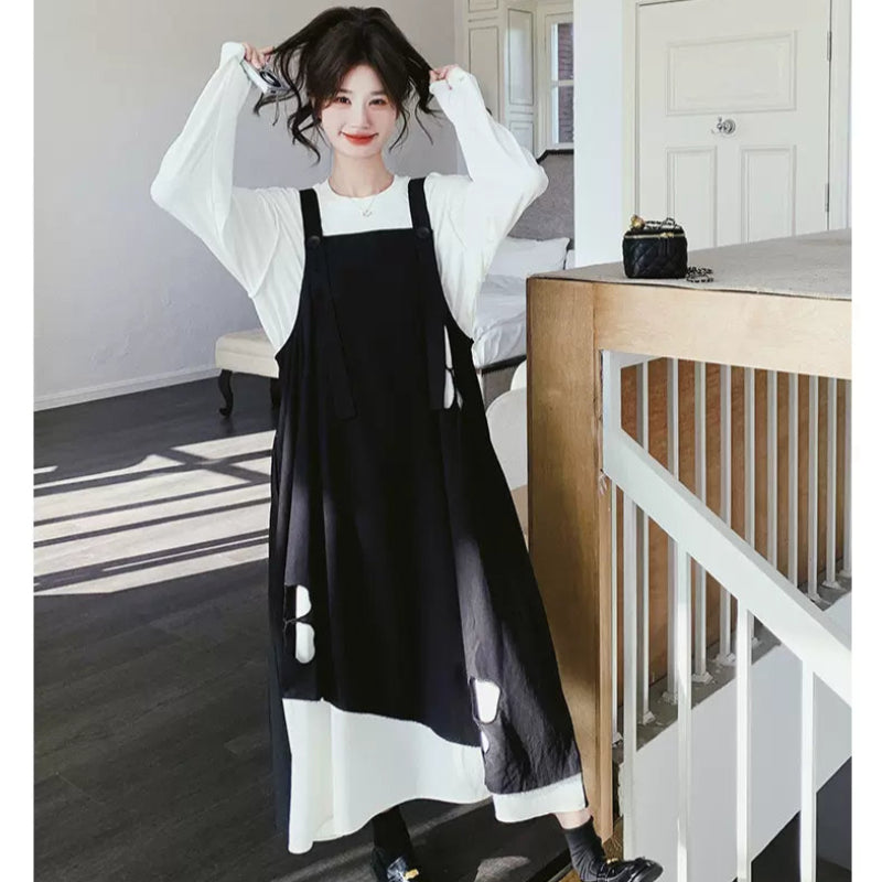 トップス×モノトーンフラワーワンピースコーデセット
