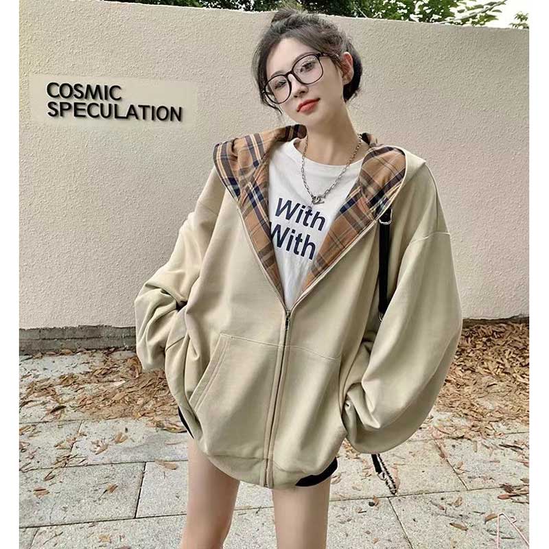 フード裏チェックパーカー(2colors)