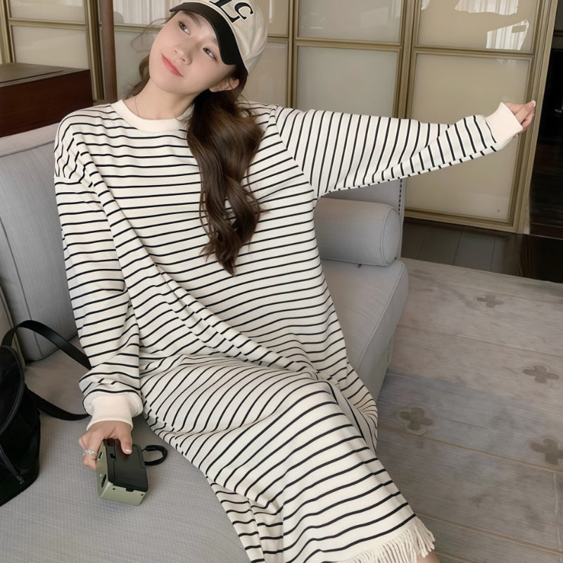 フリンジデザインボーダーワンピース