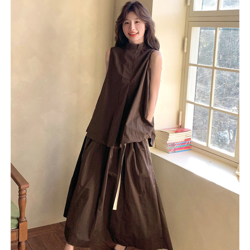 ノースリーブカットソー×スカートセットアップ
