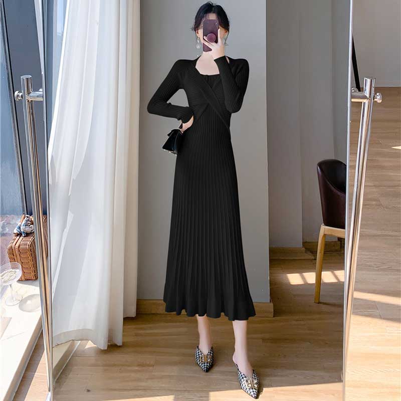 ツイストリブニットワンピース(4colors)