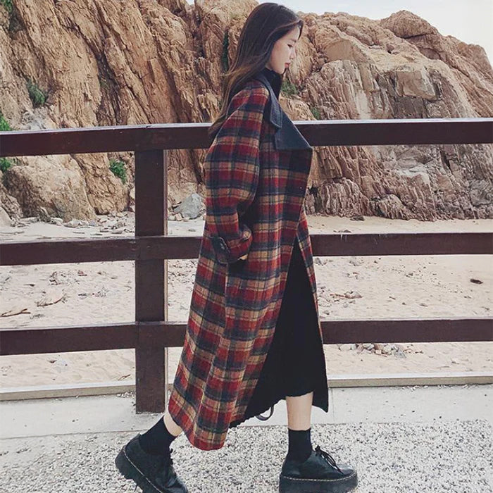 レトロチェックデザインチェスターコート