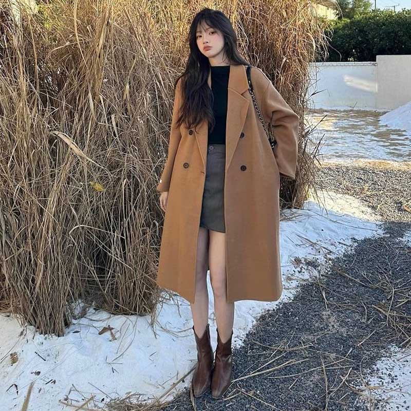 シンプルダブルボタンコート(5colors)