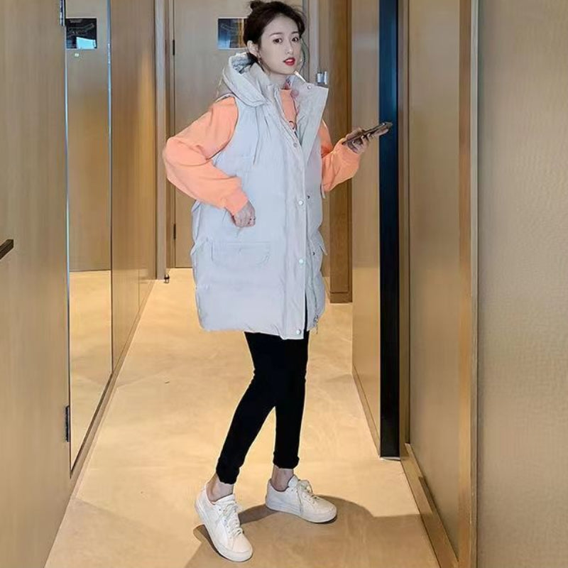 フード付きキルティングベスト(2colors)