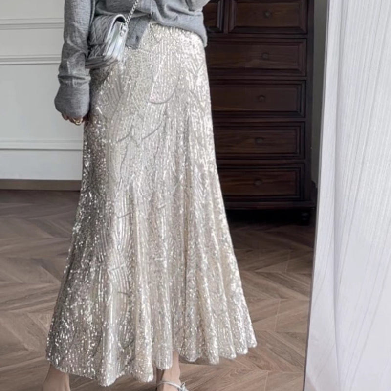 シルバースパンコールマーメイドスカート