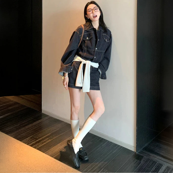 デニムシャツミニワンピース