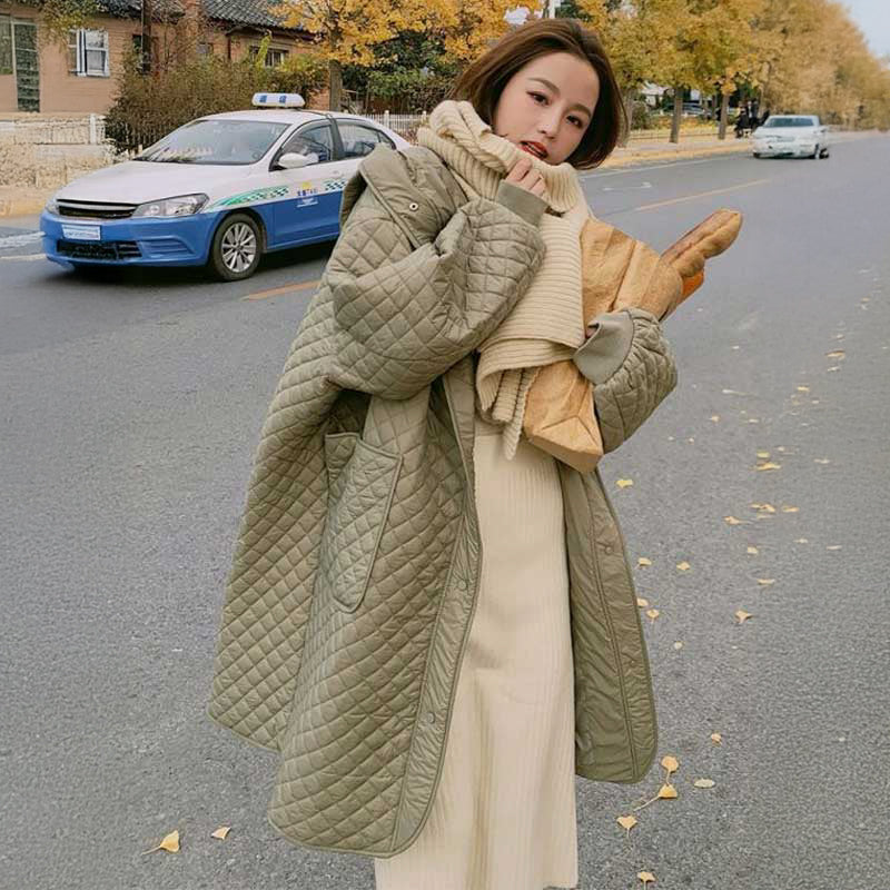 キルティングフーデットコート