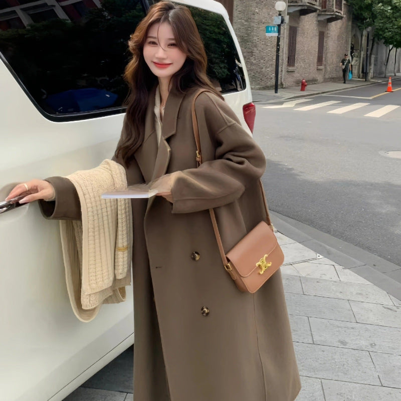 ウールブレンドロングコート(6colors) (茶、キャメル、黒